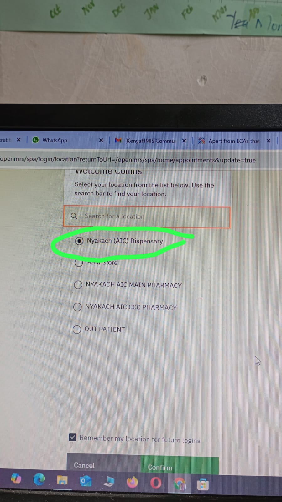 request to change the name from dispensary to health center